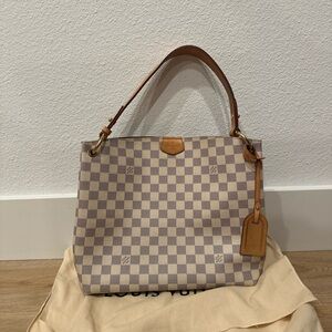 Louis Vuitton Damier Azur Shoulder Bag in Cream and Tan